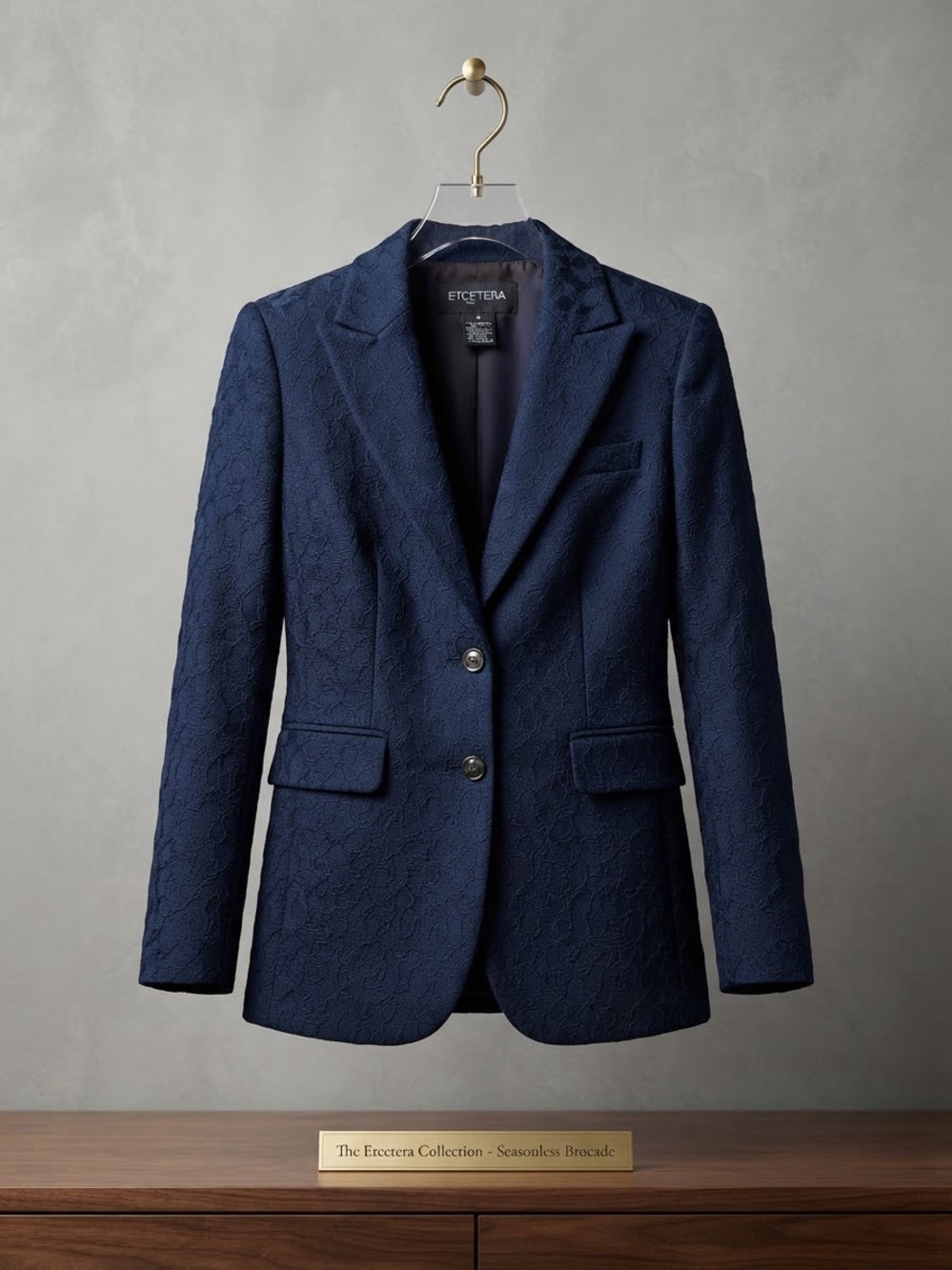 Etcetera Navy Lace Textured Double -Breasted Formal Women's Blazer Size 4 - Picture 12 of 12